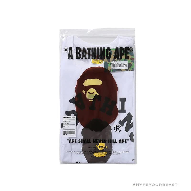 Hypeyourbeast BAPE Messy Letters Upside Down Little Ape Head Tee Shirt 'WHITE' 4 Hypeyourbeast BAPE Messy Letters Upside Down Little Ape Head Tee Shirt 'WHITE'