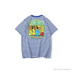 Hypeyourbeast Clothes BAPE Baby Milo Sesame Street Striped Tee Shirt 'BLUE'