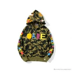 Hypeyourbeast BAPE X Readymade Tiger Head Foam Camouflage Hoodie 'GREEN' Clothes