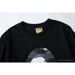 Hypeyourbeast Clothes BAPE Luminous Spots Camouflage Great Ape Man Black Head Cotton Short Sleeve Tee Shirt 'BLACK'