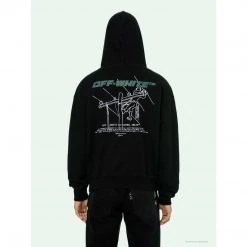 Hypeyourbeast Hoodies & Jackets OFF-WHITE Hand-Painted Utility Pole Worker Hoodie 'BLACK'