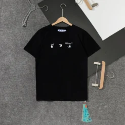 Hypeyourbeast T-Shirts OFF-WHITE Sea Blue Cross Arrow Tee Shirt 'BLACK'
