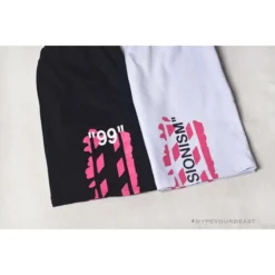 Hypeyourbeast OFF-WHITE 99 X Pink Arrow Shorts 'WHITE' Pants 27 Hypeyourbeast OFF-WHITE 99 X Pink Arrow Shorts 'WHITE' Pants