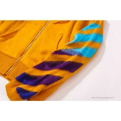 Hypeyourbeast OFF-WHITE Mohair Zip Sweater Hoodie 'Yellow'