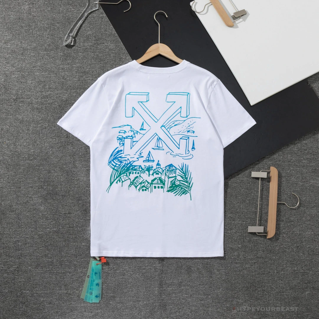 Hypeyourbeast OFF-WHITE Tropical Landscape Tee Shirt 'WHITE' T-Shirts 2 Hypeyourbeast OFF-WHITE Tropical Landscape Tee Shirt 'WHITE' T-Shirts