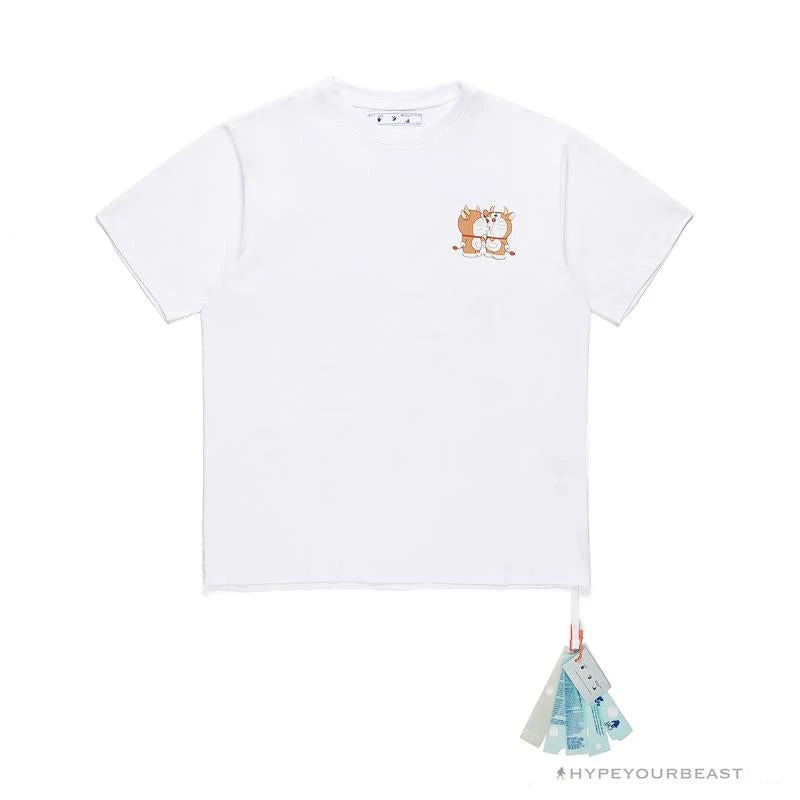 Hypeyourbeast OFF-WHITE Year Of The Ox Doraemon Arrow Tee Shirt 'WHITE' 1 Hypeyourbeast OFF-WHITE Year Of The Ox Doraemon Arrow Tee Shirt 'WHITE'