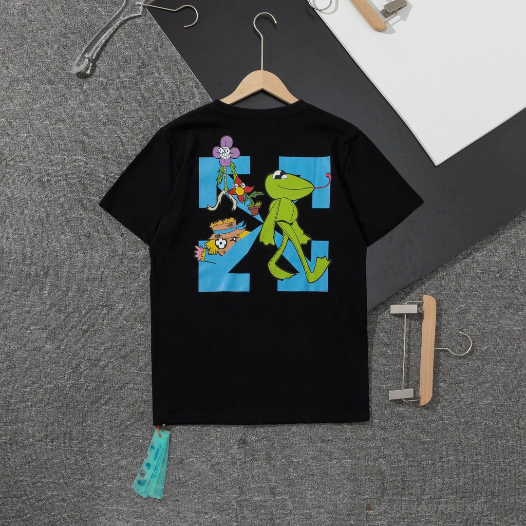Hypeyourbeast OFF-WHITE Floral And Frog Pattern Tee Shirt 'BLACK' T-Shirts 2 Hypeyourbeast OFF-WHITE Floral And Frog Pattern Tee Shirt 'BLACK' T-Shirts