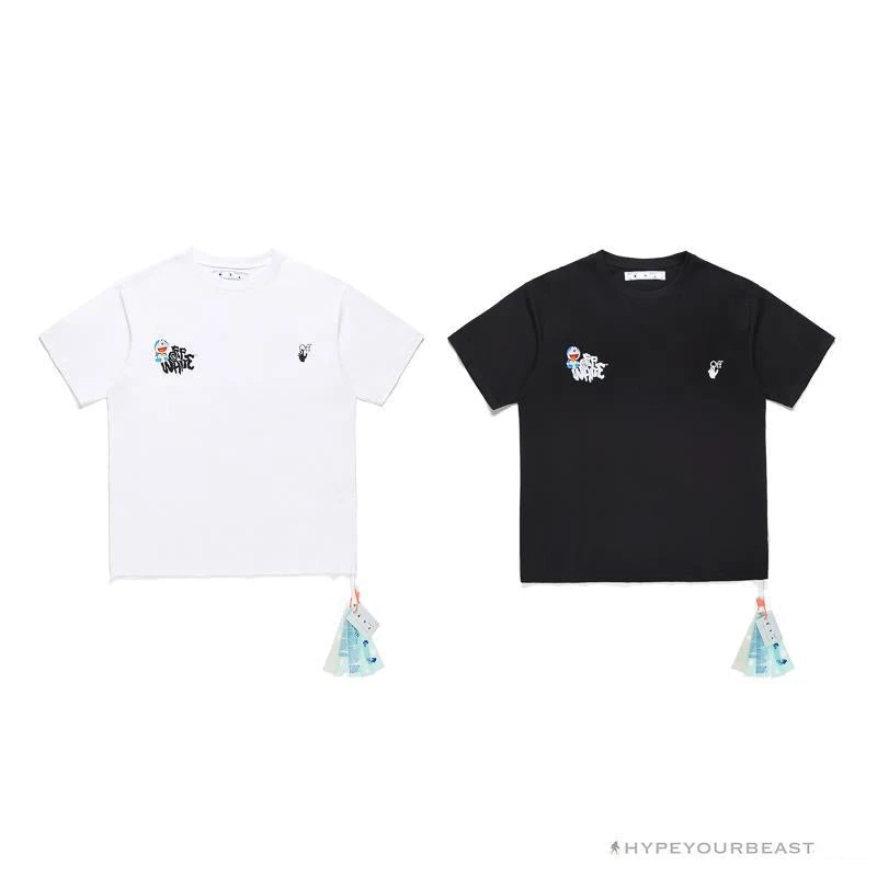 Hypeyourbeast OFF-WHITE Graffiti Letter Doraemon Tee Shirt 'WHITE' 3 Hypeyourbeast OFF-WHITE Graffiti Letter Doraemon Tee Shirt 'WHITE'