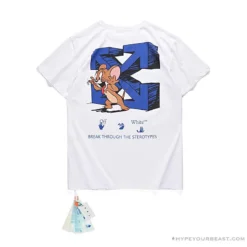Hypeyourbeast OFF-WHITE Classic Animated Tom And Jerry Arrow Tee Shirt 'WHITE' T-Shirts
