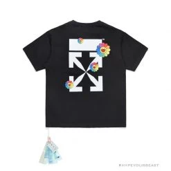 Hypeyourbeast OFF-WHITE Takashi Murakami Sunflower Tee Shirt 'BLACK' T-Shirts