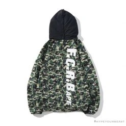 Hypeyourbeast BAPE X FCRB Joint Double Zip Camouflage Hoodie 'GREEN'