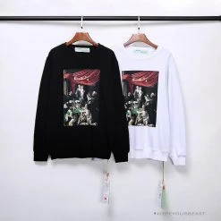 Hypeyourbeast OFF-WHITE New Madonna Painting Cotton Terry Long Sleeve Shirt 'BLACK' Shirts 27 Hypeyourbeast OFF-WHITE New Madonna Painting Cotton Terry Long Sleeve Shirt 'BLACK' Shirts
