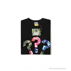 Hypeyourbeast Clothes BAPE Camouflage Three-Color Question Mark Tee Shirt 'BLACK'