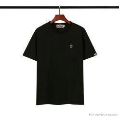 Hypeyourbeast Clothes BAPE Classic Embroidered Logo Ape Head Tee Shirt 'BLACK'