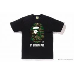 Hypeyourbeast Clothes BAPE Tiger Pattern Camouflage Ape Man Initial Print Tee Shirt 'BLACK'