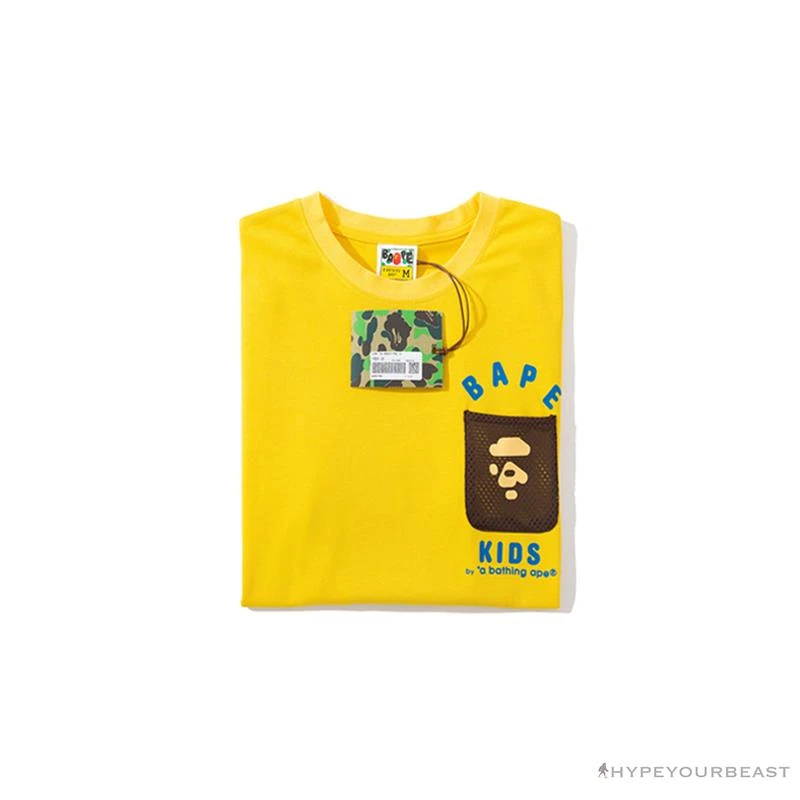 Hypeyourbeast BAPE KIDS Small Net Pocket Ape Man Head Tee Shirt 'YELLOW' Clothes 16 Hypeyourbeast BAPE KIDS Small Net Pocket Ape Man Head Tee Shirt 'YELLOW' Clothes