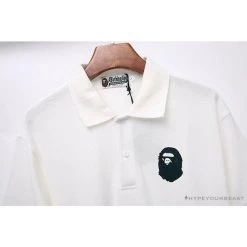 Hypeyourbeast Clothes BAPE Classic Ape Head Print Versatile Polo Shirt 'WHITE'