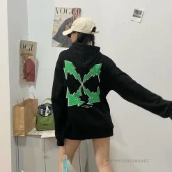 HypeYourBeast Hoodies & Jackets Off-White Green Hoodie - Black