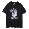 Hypeyourbeast Clothes BAPE NYC New York Limited Purple Camouflage Ape Head Tee Shirt 'BLACK'