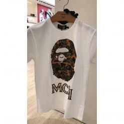 Hypeyourbeast BAPE X MCM Camouflage Ape Head Tee Shirt 'WHITE'