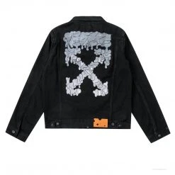 HypeYourBeast Off White Denim Black Jacket - Black Hoodies & Jackets