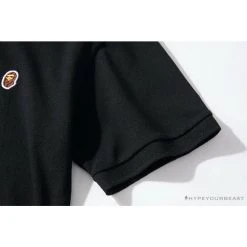 Hypeyourbeast BAPE Solid Color Versatile Embroidered Ape Head Small Badge Polo Shirt 'BLACK' Clothes