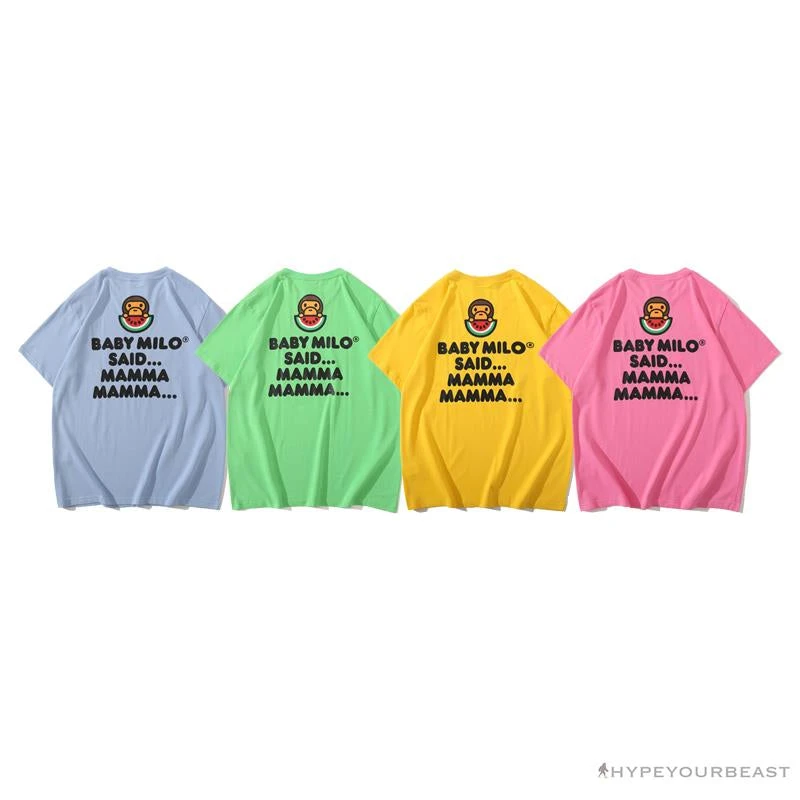 Hypeyourbeast Clothes BAPE Baby Milo Watermelon Little Monkey Tee Shirt 'BLUE' 6 Hypeyourbeast Clothes BAPE Baby Milo Watermelon Little Monkey Tee Shirt 'BLUE'