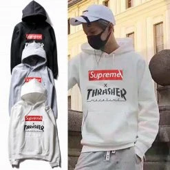 Hypeyourbeast Hoodies & Jackets Supreme X Thrasher Hoodie Grey