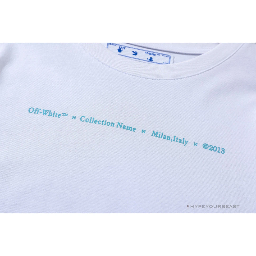 Hypeyourbeast OFF-WHITE Light Blue Marker Draw Pattern Tee Shirt 'WHITE' 4 Hypeyourbeast OFF-WHITE Light Blue Marker Draw Pattern Tee Shirt 'WHITE'