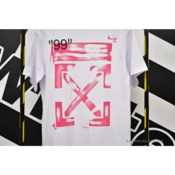 Hypeyourbeast OFF-WHITE 99 Pink Arrow Tee Shirt 'WHITE' 13 Hypeyourbeast OFF-WHITE 99 Pink Arrow Tee Shirt 'WHITE'