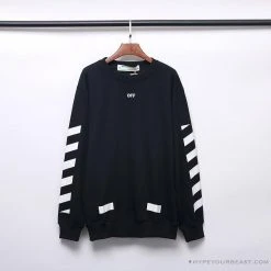 Hypeyourbeast Shirts OFF-WHITE Classic Basic Cotton Terry Round Long Sleeve Shirt 'BLACK'