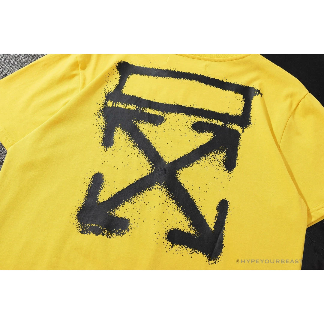 Hypeyourbeast OFF-WHITE Spray Paint Arrow Tee Shirt 'YELLOW' 7 Hypeyourbeast OFF-WHITE Spray Paint Arrow Tee Shirt 'YELLOW'