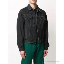 Hypeyourbeast OFF-WHITE Autumn And Winter New ️Back Blue Arrow Wash Denim Jacket Hoodies & Jackets