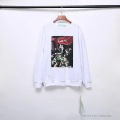 Hypeyourbeast OFF-WHITE New Madonna Painting Cotton Terry Long Sleeve Shirt 'WHITE' Shirts
