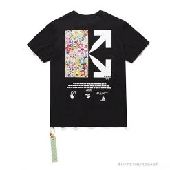 Hypeyourbeast Sales Shop 31 Hypeyourbeast OFF-WHITE Takashi Murakami Chrysanthemum Tee Shirt 'BLACK' T-Shirts