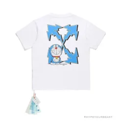Hypeyourbeast OFF-WHITE Spoof Doraemon Arrow Tee Shirt White T-Shirts