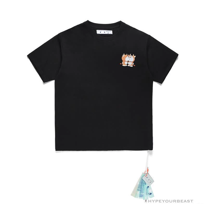 Hypeyourbeast OFF-WHITE Year Of The Ox Doraemon Arrow Tee Shirt 'BLACK' 1 Hypeyourbeast OFF-WHITE Year Of The Ox Doraemon Arrow Tee Shirt 'BLACK'