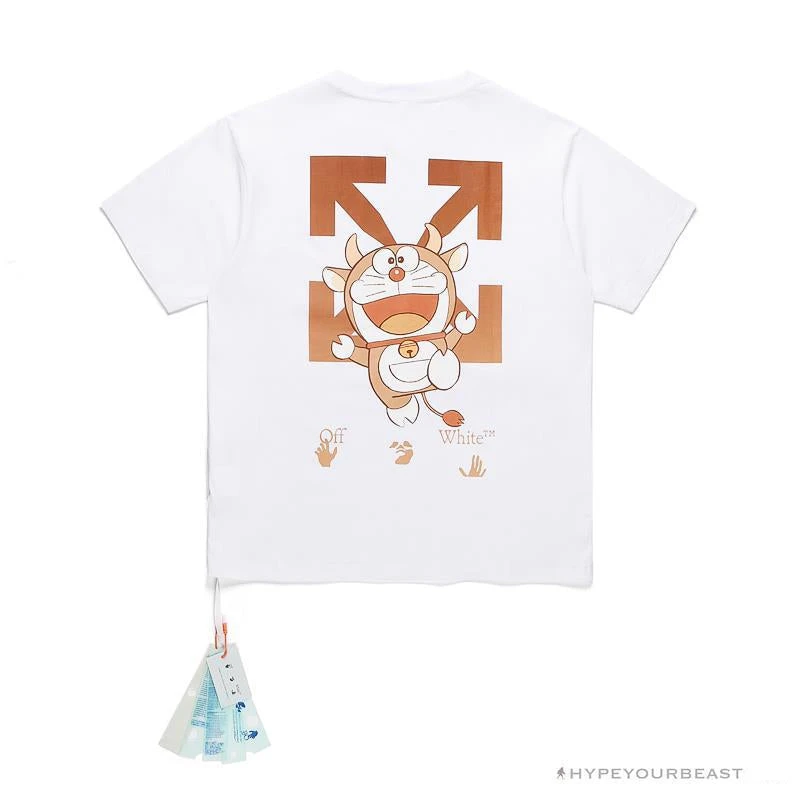 Hypeyourbeast OFF-WHITE Year Of The Ox Doraemon Arrow Tee Shirt 'WHITE' 2 Hypeyourbeast OFF-WHITE Year Of The Ox Doraemon Arrow Tee Shirt 'WHITE'