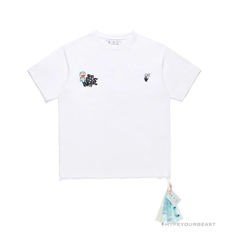 Hypeyourbeast OFF-WHITE Graffiti Letter Doraemon Tee Shirt 'WHITE' 1 Hypeyourbeast OFF-WHITE Graffiti Letter Doraemon Tee Shirt 'WHITE'