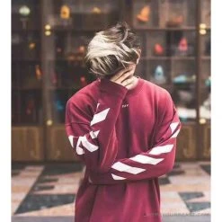 Hypeyourbeast OFF-WHITE Classic Basic Cotton Terry Long Sleeve Shirt 'WINE RED' Shirts