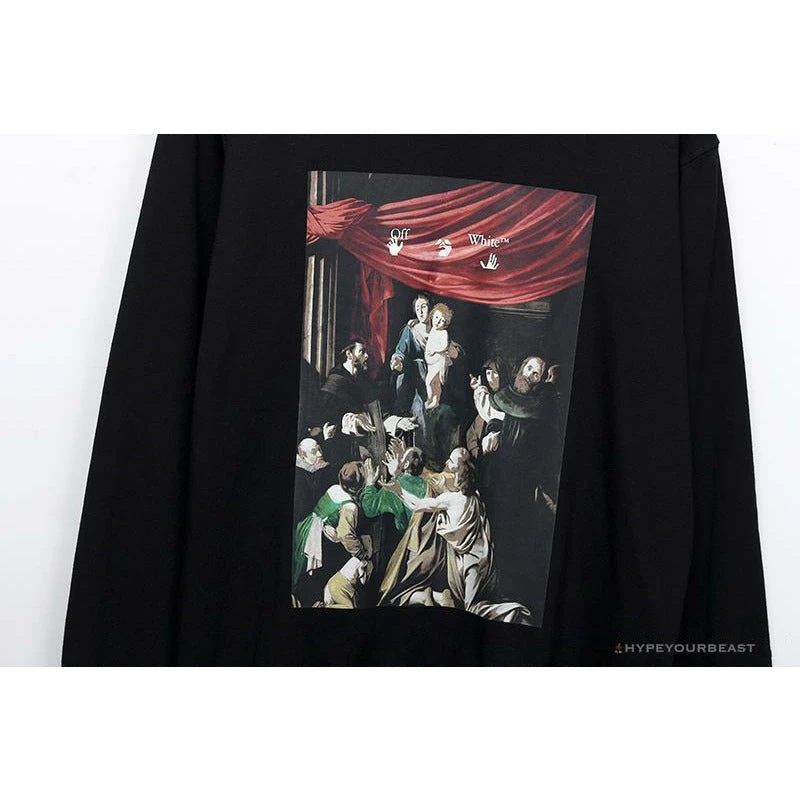 Hypeyourbeast OFF-WHITE New Madonna Painting Cotton Terry Long Sleeve Shirt 'BLACK' Shirts 2 Hypeyourbeast OFF-WHITE New Madonna Painting Cotton Terry Long Sleeve Shirt 'BLACK' Shirts