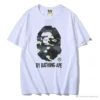Hypeyourbeast BAPE Luminous Spots Camouflage Great Ape Man Black Head Cotton Short Sleeve Tee Shirt 'WHITE' Clothes