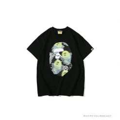 Hypeyourbeast Clothes BAPE Green Ape Head Blue Storm Tee Shirt 'BLACK'