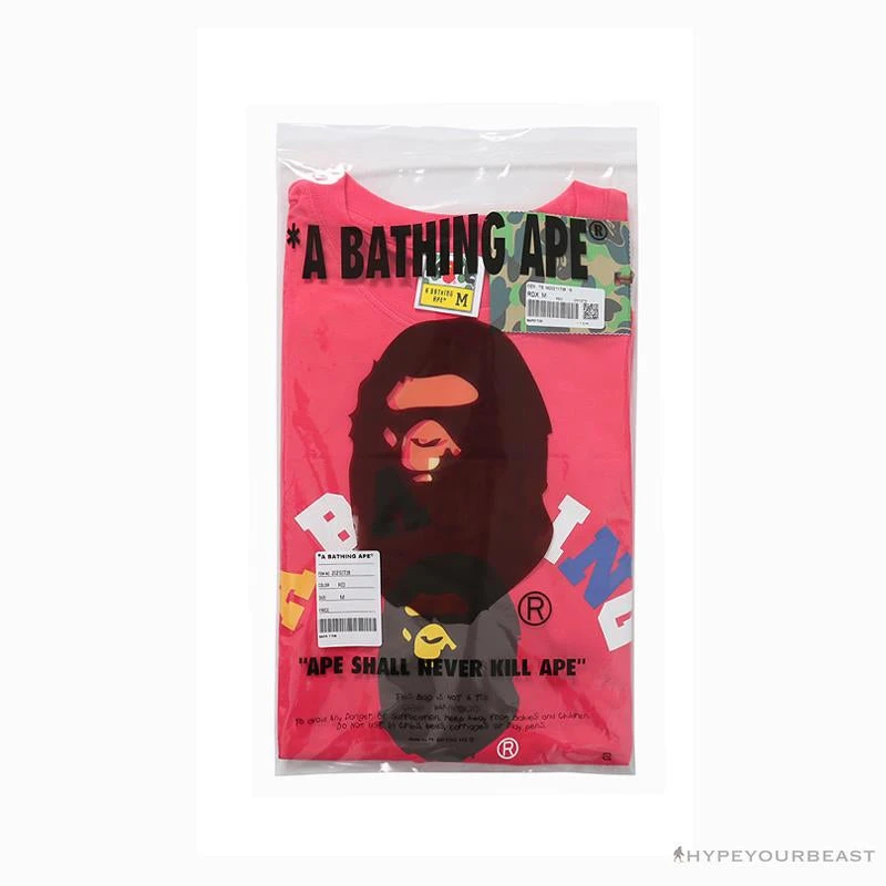 Hypeyourbeast BAPE Little Ape Head Colorful Classic Tee Shirt 'PINK' Clothes 4 Hypeyourbeast BAPE Little Ape Head Colorful Classic Tee Shirt 'PINK' Clothes