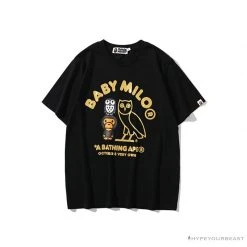 Hypeyourbeast BAPE Baby Milo Owl Bronzing Tee Shirt 'BLACK'