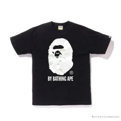 Hypeyourbeast BAPE Luminous Spots Camouflage Great Ape Man White Head Cotton Short Sleeve Tee Shirt 'BLACK' Clothes
