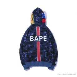 Hypeyourbeast BAPE X PSG Paris Saint-Germain Camouflage Blue Hoodie Clothes