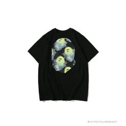 Hypeyourbeast Clothes BAPE Green Ape Head Blue Storm Tee Shirt 'BLACK'