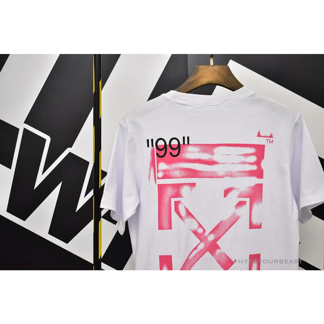 Hypeyourbeast OFF-WHITE 99 Pink Arrow Tee Shirt 'WHITE' 5 Hypeyourbeast OFF-WHITE 99 Pink Arrow Tee Shirt 'WHITE'
