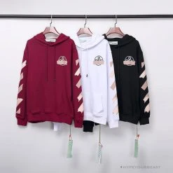 Hypeyourbeast OFF-WHITE Rubber Strip Arrow Hoodie 'WHITE' Hoodies & Jackets